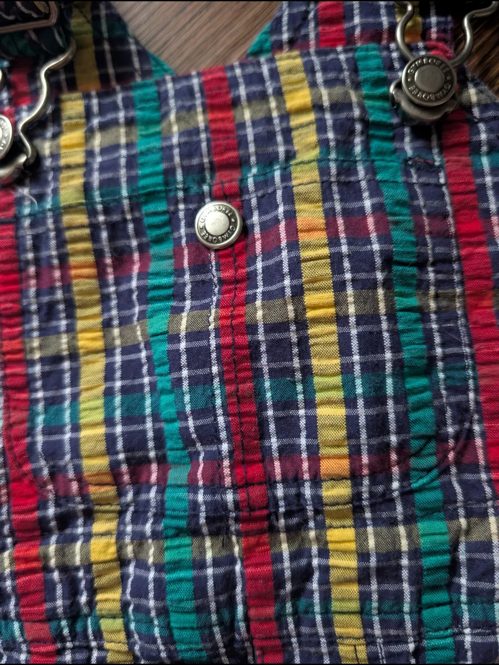 $ Vintage‎ Rainbow Tag Gymboree Fairway Plaid Short Overalls